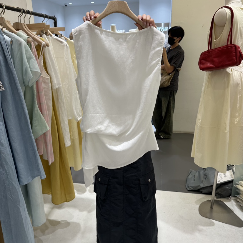 AURA韓國東大門直郵女裝新品推薦26夏季時尚吊帶背心亞麻Au ra吊帶/背心