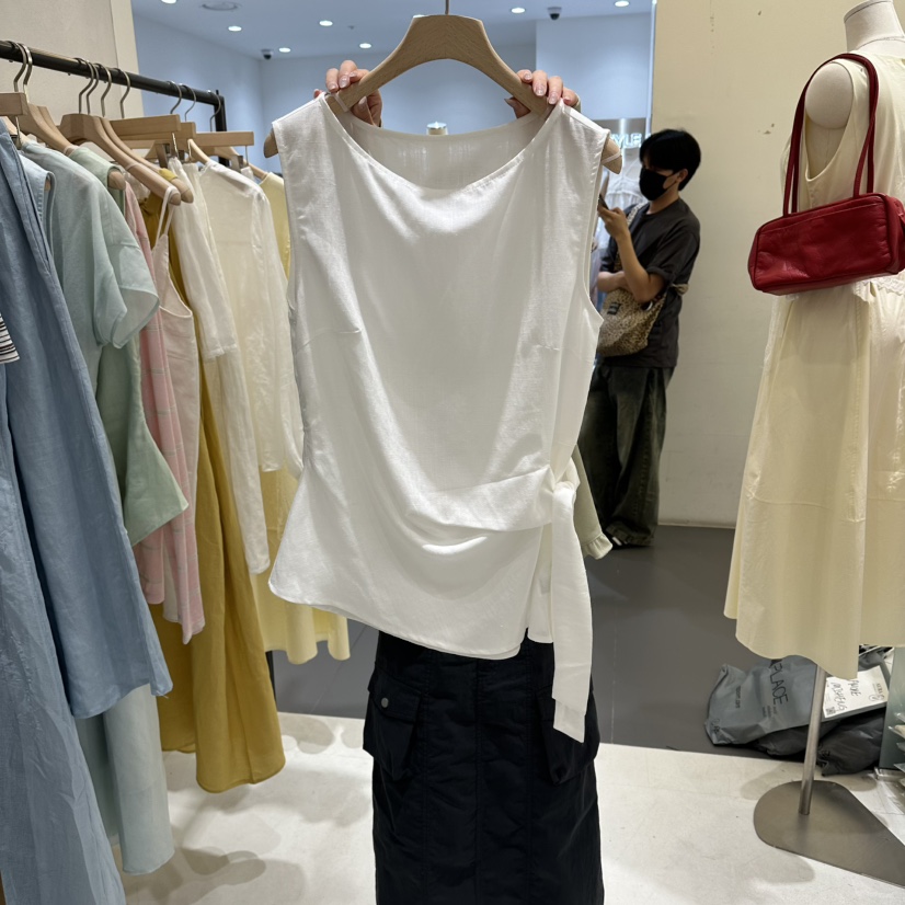AURA韓國東大門直郵女裝新品推薦26夏季時尚吊帶背心亞麻Au ra吊帶/背心圖色1
