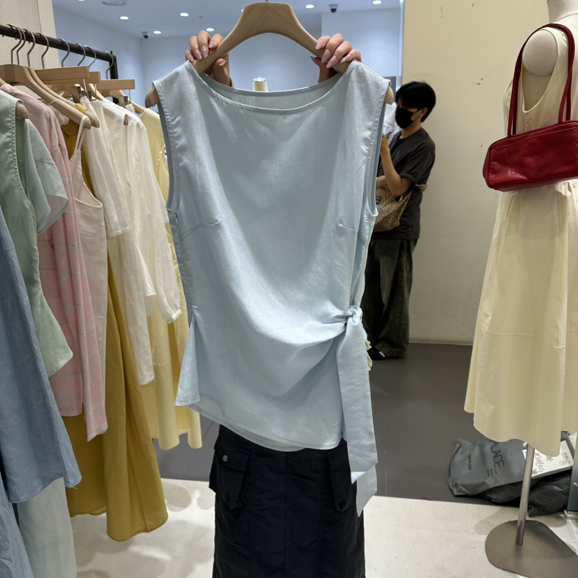 AURA韓國東大門直郵女裝新品推薦26夏季時尚吊帶背心亞麻Au ra吊帶/背心圖色3