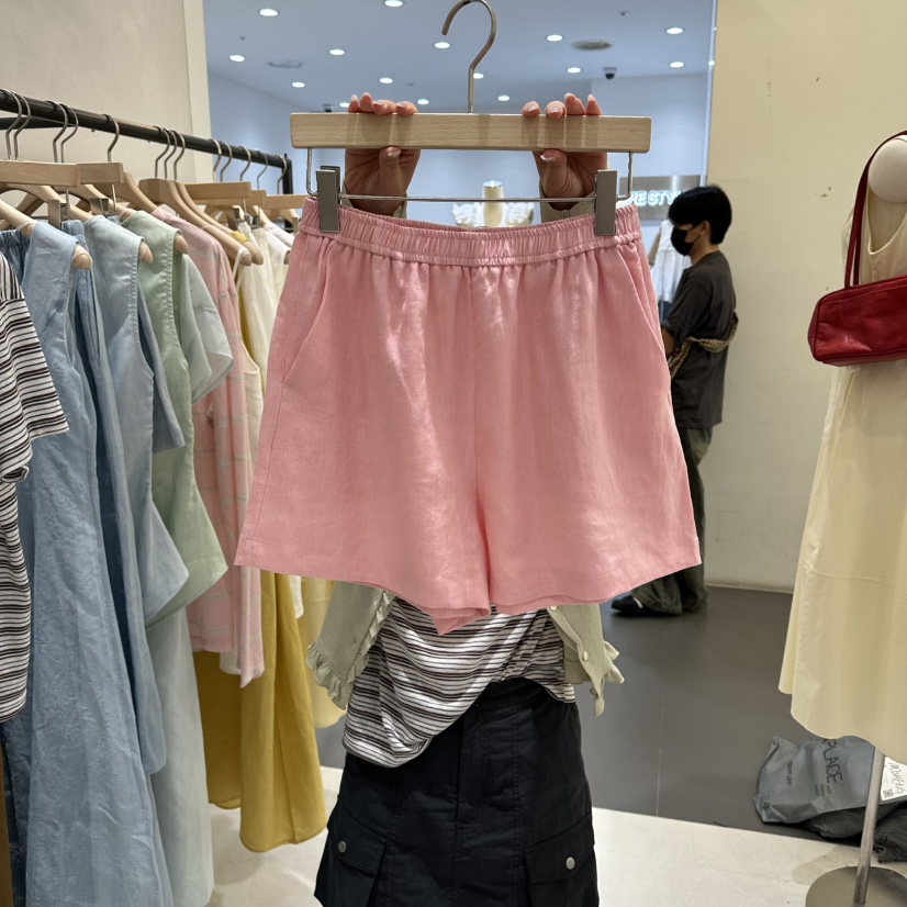 AURA韓國東大門代購女士新品時尚休閑推薦熱賣26夏季短褲亞麻Au ra短褲圖色1