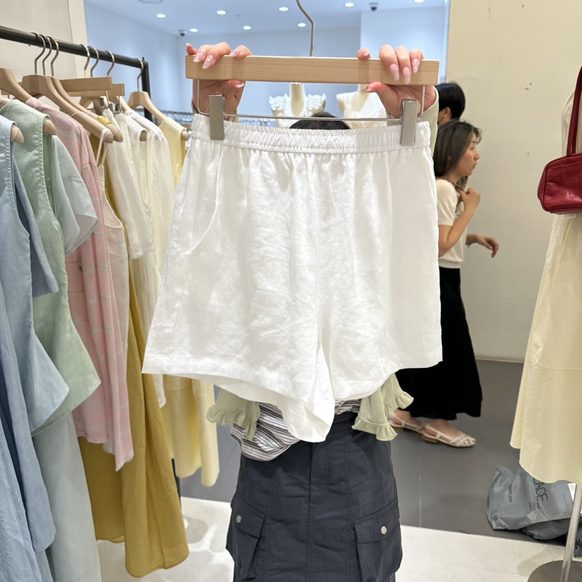 AURA韓國東大門代購女士新品時尚休閑推薦熱賣26夏季短褲亞麻Au ra短褲圖色2