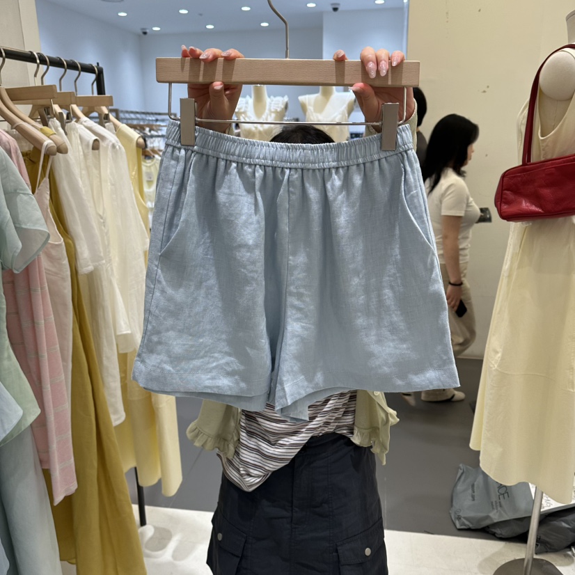 AURA韓國東大門代購女士新品時尚休閑推薦熱賣26夏季短褲亞麻Au ra短褲圖色3