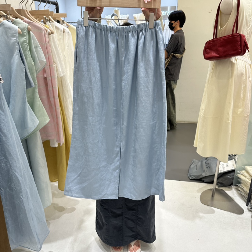 AURA韓國直郵女裝新品推薦休閑時尚26夏季熱賣長裙亞麻布Au ra長裙