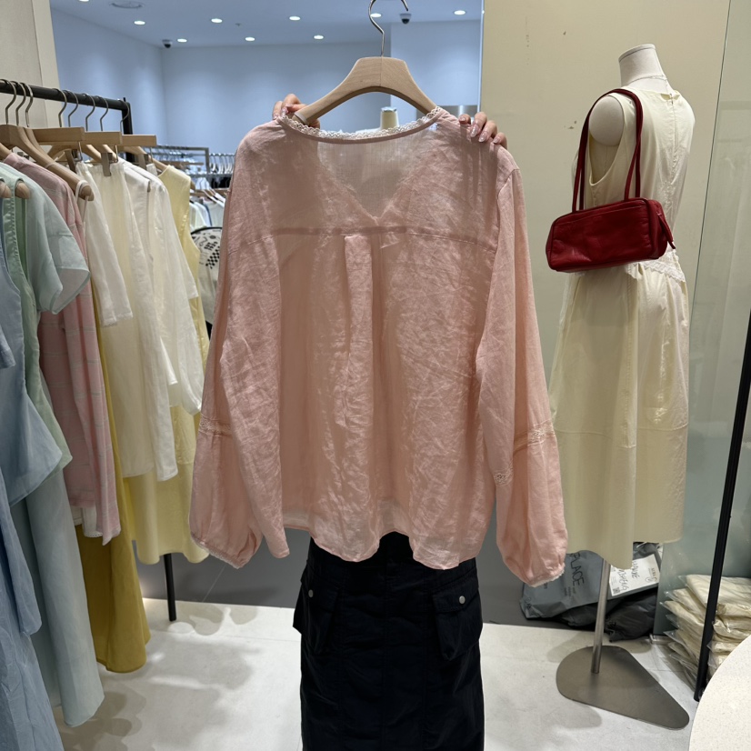 AURA韓國代購女裝新品推薦熱賣26夏季休閑時尚襯衫蕾絲衫Au ra襯衫/蕾絲衫