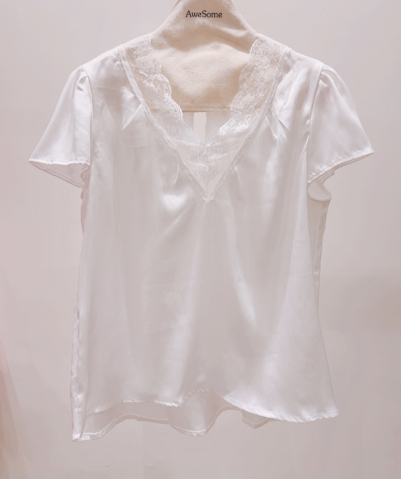 AWESOME-P韓國直郵實拍女裝新品推薦熱賣襯衫蕾絲衫絲綢AWESOME-P襯衫/蕾絲衫圖色1
