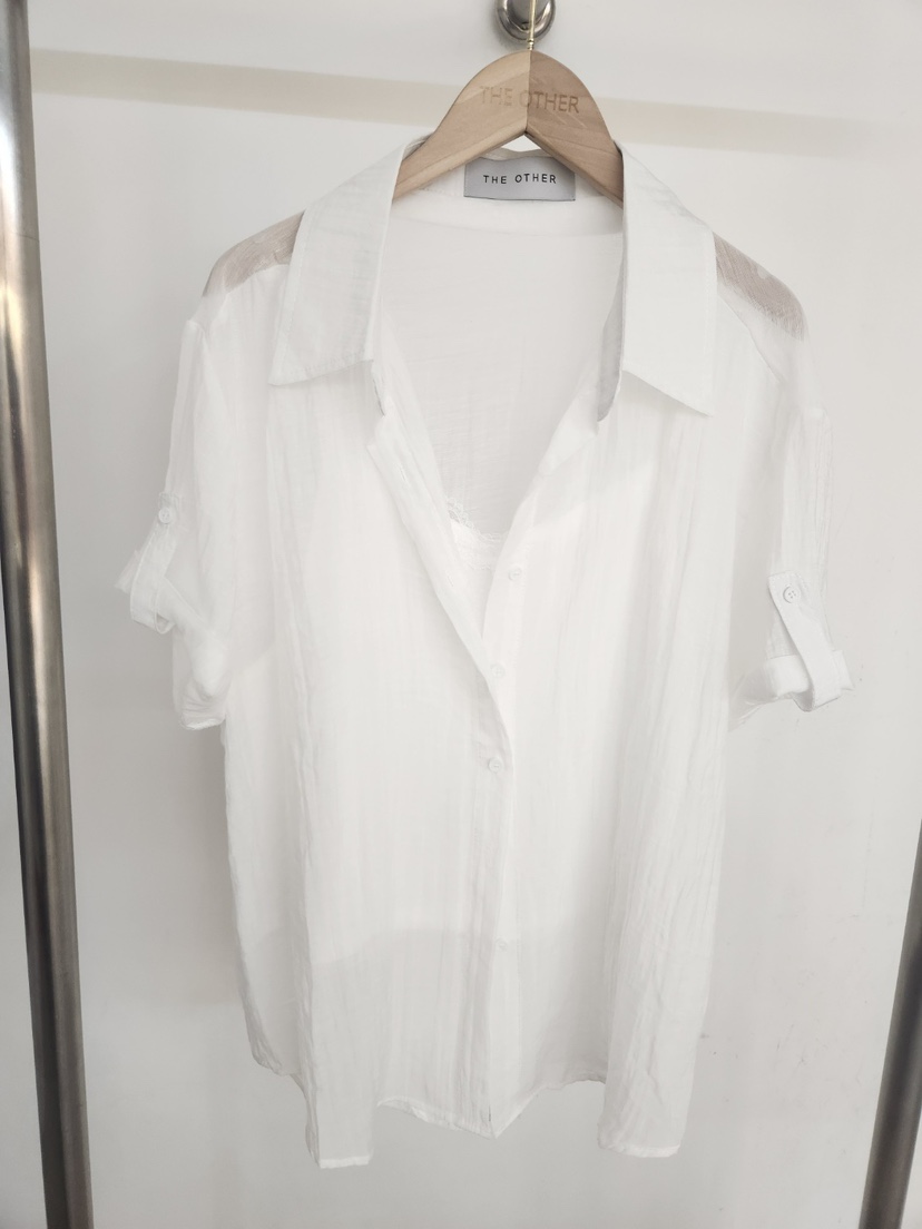 THE OTHER東大門實拍韓國女裝新品26夏季襯衫蕾絲衫不含內搭V領透視蕾絲THE OTHER襯衫/蕾絲衫圖色1