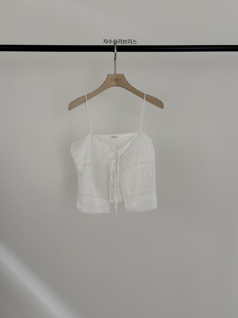 VERGAMOT東大門實拍韓國女士新品時尚休閑吊帶背心刺繡無袖VERGAMOT吊帶/背心圖色1