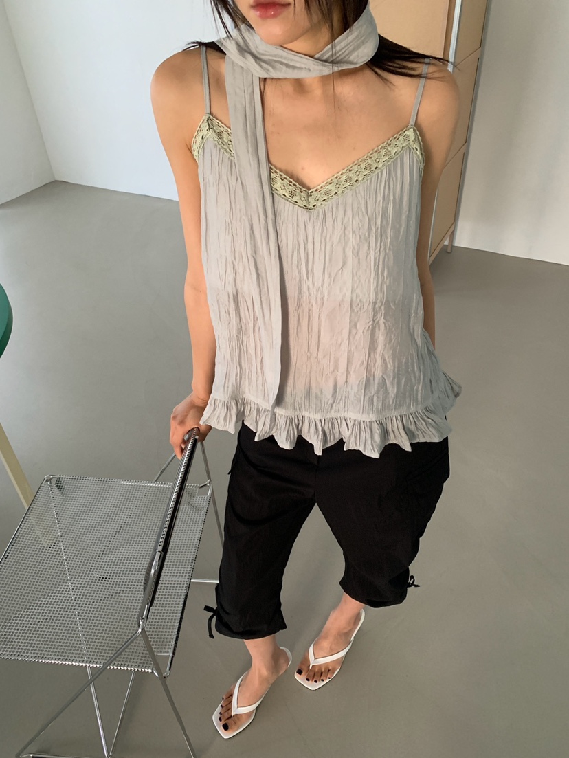 MORE THAN-P韓國直郵實拍女士新款人氣吊帶背心含圍巾無袖MORE THAN吊帶/背心