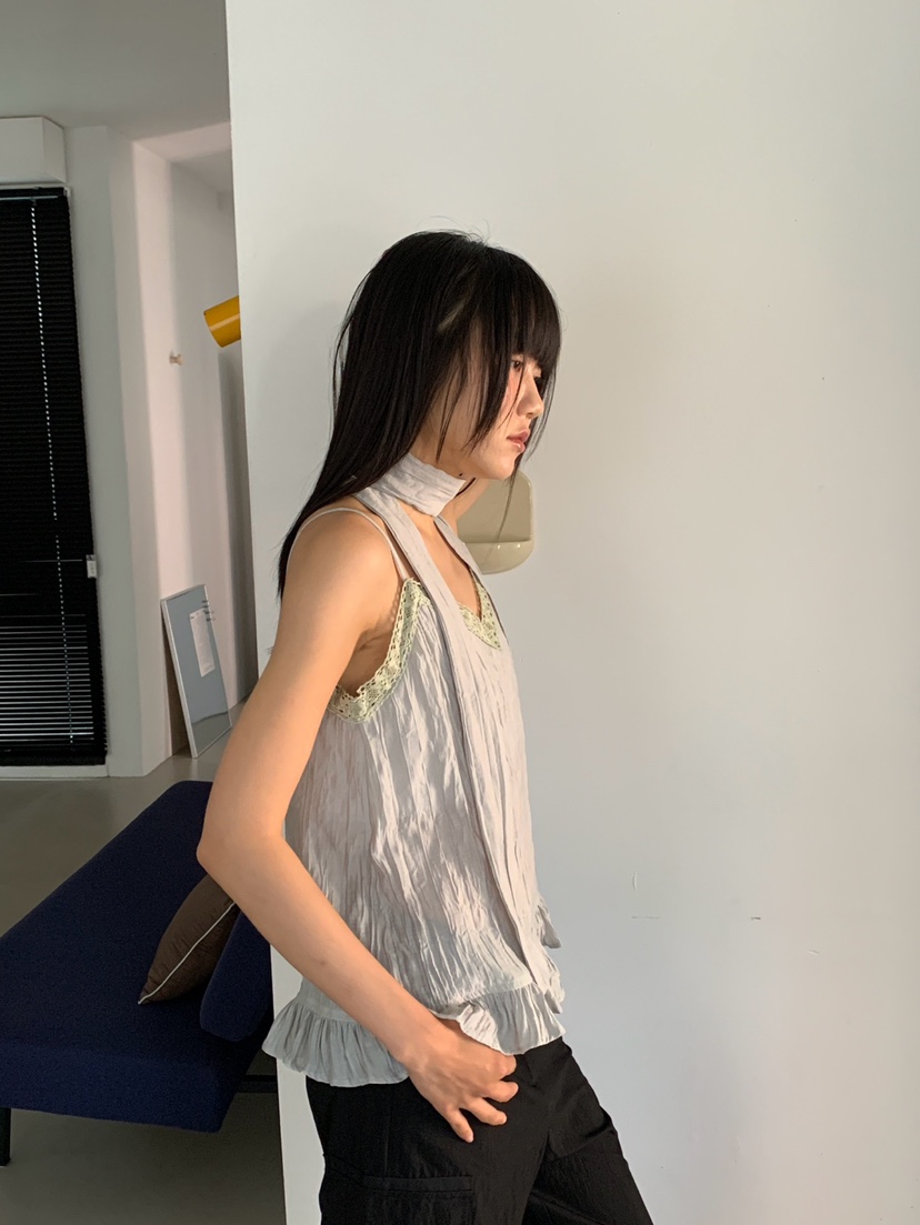 MORE THAN-P韓國直郵實拍女士新款人氣吊帶背心含圍巾無袖MORE THAN吊帶/背心