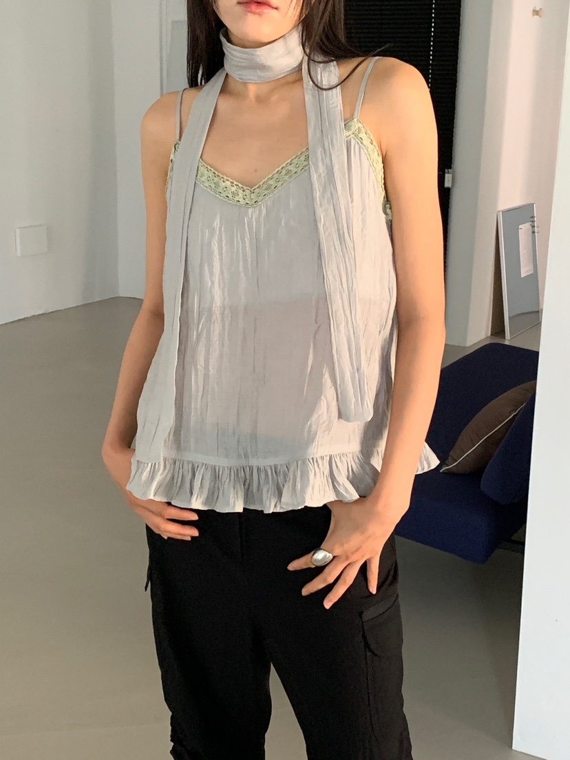 MORE THAN-P韓國直郵實拍女士新款人氣吊帶背心含圍巾無袖MORE THAN吊帶/背心