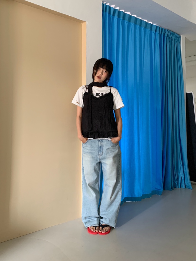 MORE THAN-P韓國直郵實拍女士新款人氣吊帶背心含圍巾無袖MORE THAN吊帶/背心