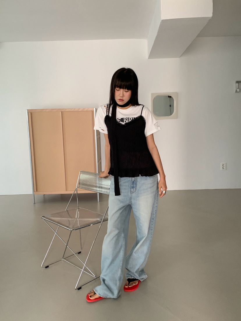 MORE THAN-P韓國直郵實拍女士新款人氣吊帶背心含圍巾無袖MORE THAN吊帶/背心
