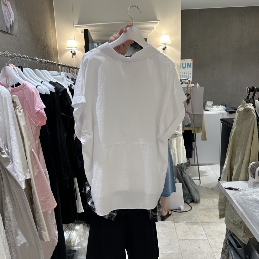 MIXXIN韓國直郵女裝新品26夏季熱賣人氣休閑襯衫蕾絲衫褶皺MIXXIN襯衫/蕾絲衫