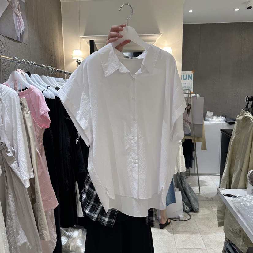 MIXXIN韓國直郵女裝新品26夏季熱賣人氣休閑襯衫蕾絲衫褶皺MIXXIN襯衫/蕾絲衫圖色3