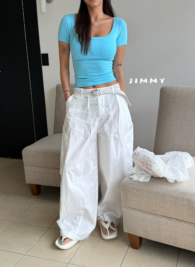 JIMMY韓國直郵女裝新款26夏季熱賣時尚休閑推薦休閑褲工裝褲JIMMY/REMAKE休閑褲
