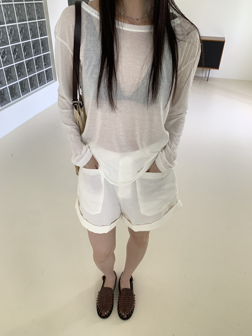 TORRE韓國直郵實拍女裝新品推薦人氣休閑熱賣長袖T恤透明TORRE長袖T恤