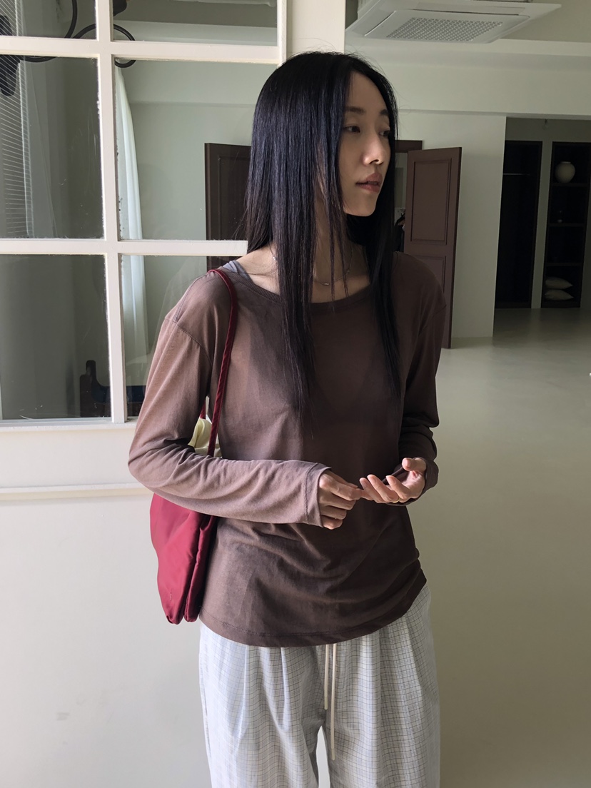 TORRE韓國直郵實拍女裝新品推薦人氣休閑熱賣長袖T恤透明TORRE長袖T恤