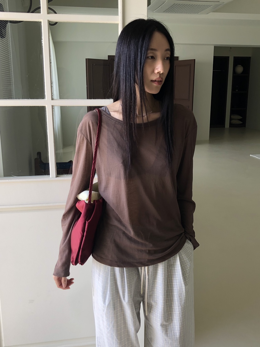 TORRE韓國直郵實拍女裝新品推薦人氣休閑熱賣長袖T恤透明TORRE長袖T恤