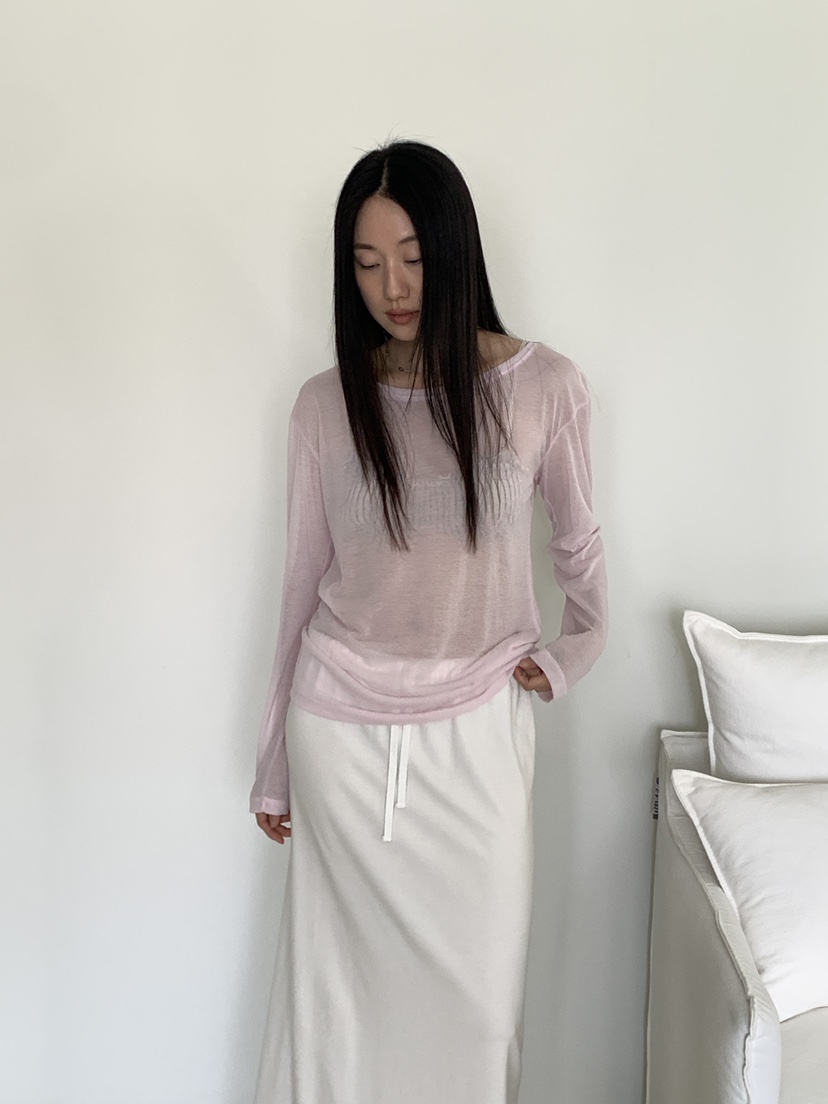 TORRE韓國直郵實拍女裝新品推薦人氣休閑熱賣長袖T恤透明TORRE長袖T恤