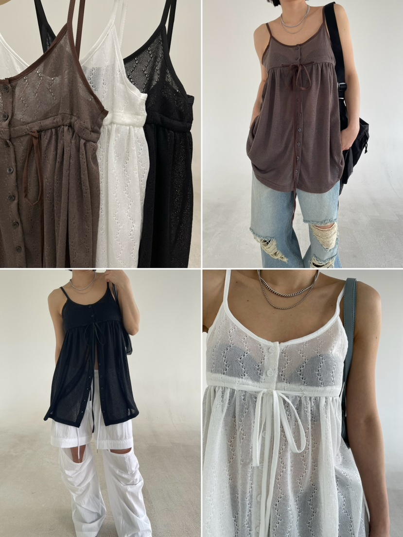 REIZ韓國直郵女裝新品26夏季人氣休閑熱賣吊帶背心無袖紐扣REIZ吊帶/背心