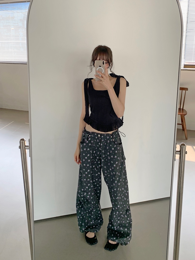 VERANDA韓國直郵女裝新品人氣熱賣時尚推薦休閑休閑褲小花VERANDA休閑褲