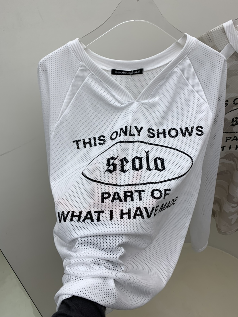 SEOLO韓國東大門代購女裝新款推薦時尚人氣長袖T恤網狀迷彩Seolo seoul長袖T恤