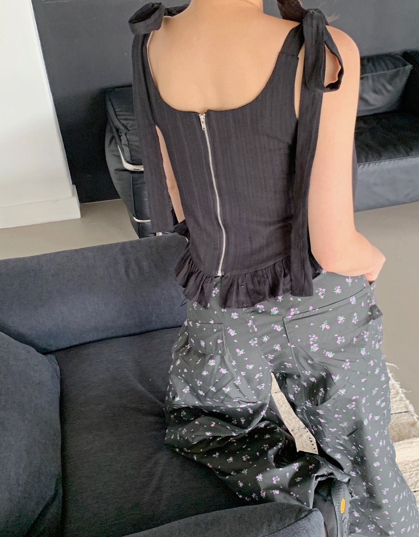 VERANDA韓國直郵實拍女裝新品熱賣吊帶背心荷葉邊無袖緞帶VERANDA吊帶/背心
