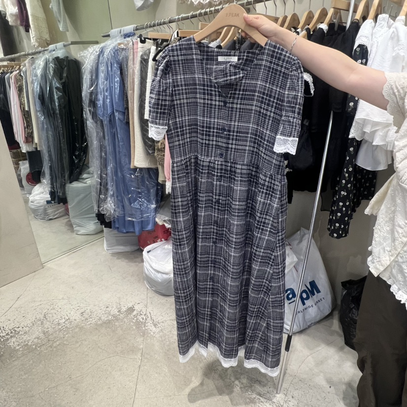 J PEAK/BY FLOW韓國東大門代購女裝新品連衣裙格紋亞麻J PEAK連衣裙圖色1