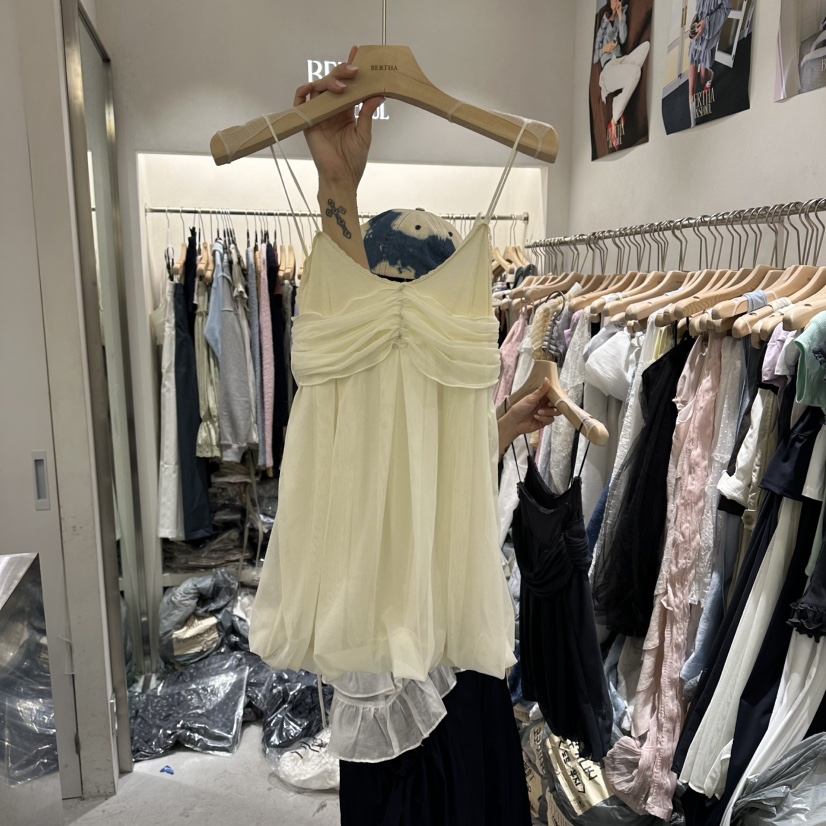 BERTHA韓國直郵實拍女士新品休閑推薦人氣26夏季連衣裙透視BERTHA連衣裙圖色2米色