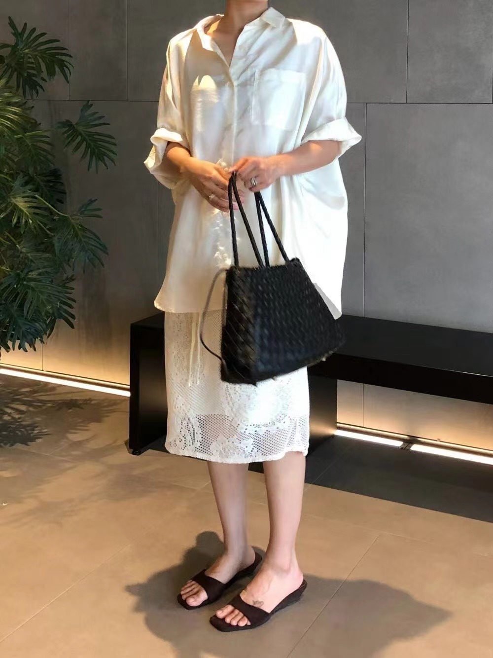 SOIL東大門實拍韓國女士新品休閑人氣推薦襯衫蕾絲衫緞面SOIL襯衫/蕾絲衫