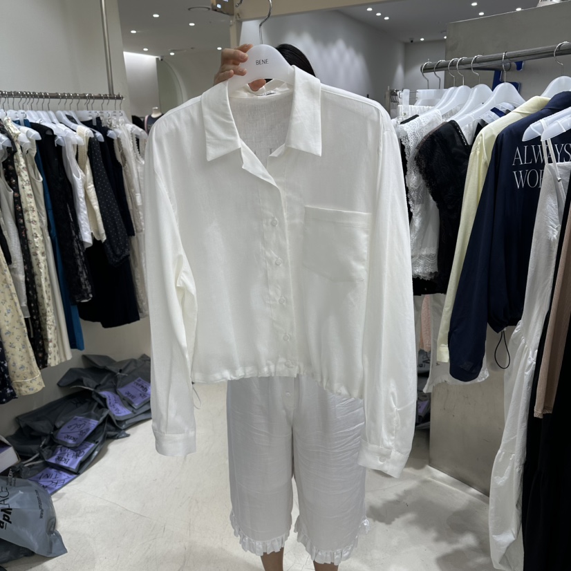 BENE韓國直郵女士新品熱賣人氣休閑26夏季襯衫蕾絲衫亞麻BENE襯衫/蕾絲衫圖色1