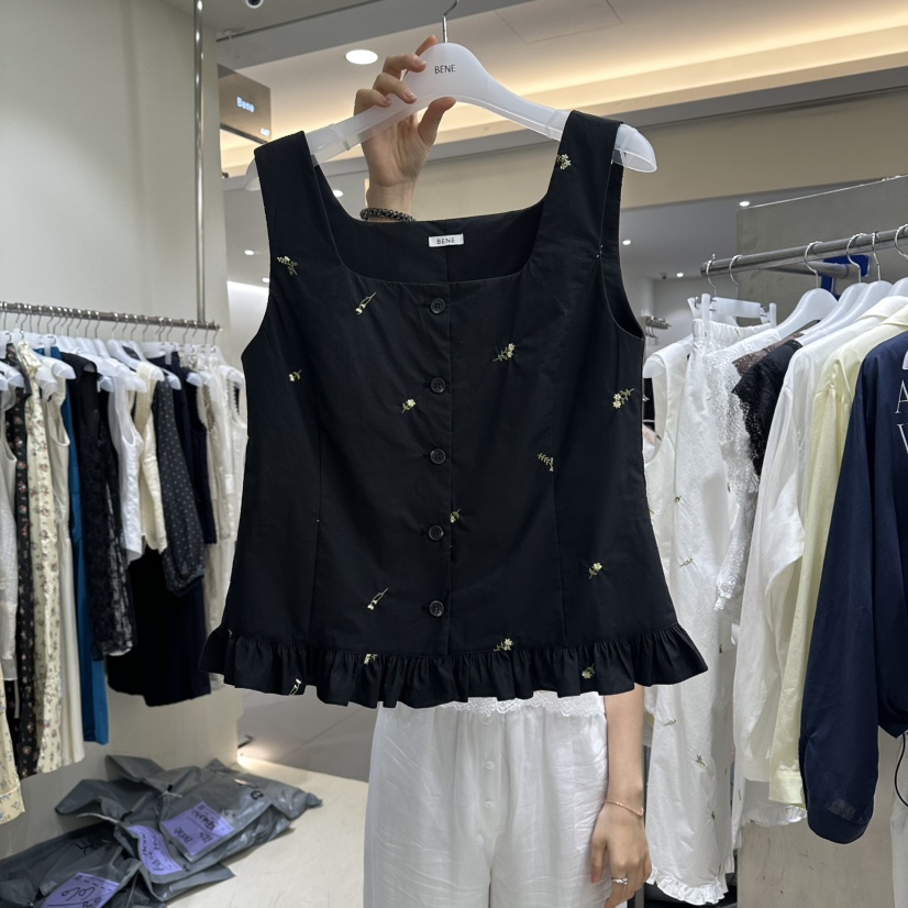 BENE東大門實拍韓國女士新款休閑26夏季人氣吊帶背心刺繡BENE吊帶/背心圖色2