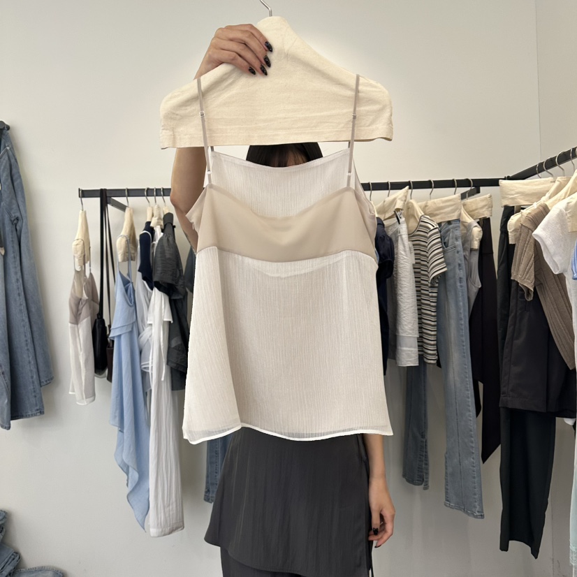 FIND-P韓國東大門直郵女裝新品26夏季休閑吊帶背心撞色無袖FIND-P吊帶/背心