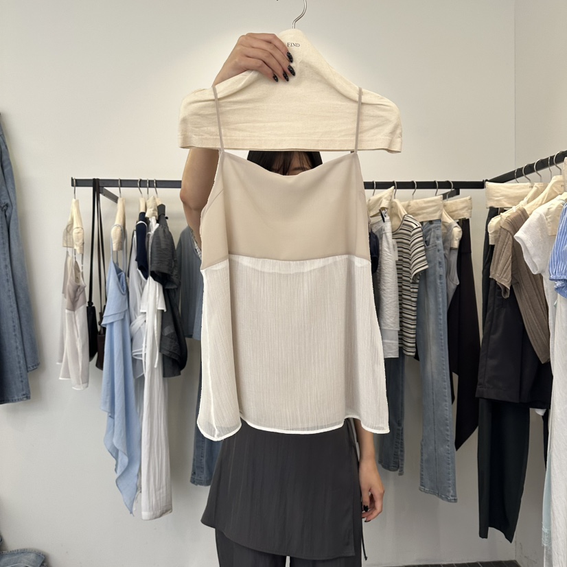 FIND-P韓國東大門直郵女裝新品26夏季休閑吊帶背心撞色無袖FIND-P吊帶/背心圖色2