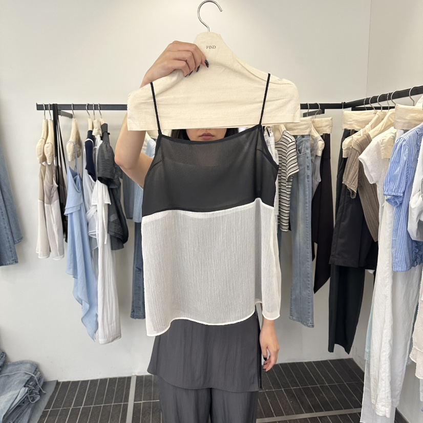 FIND-P韓國東大門直郵女裝新品26夏季休閑吊帶背心撞色無袖FIND-P吊帶/背心圖色3