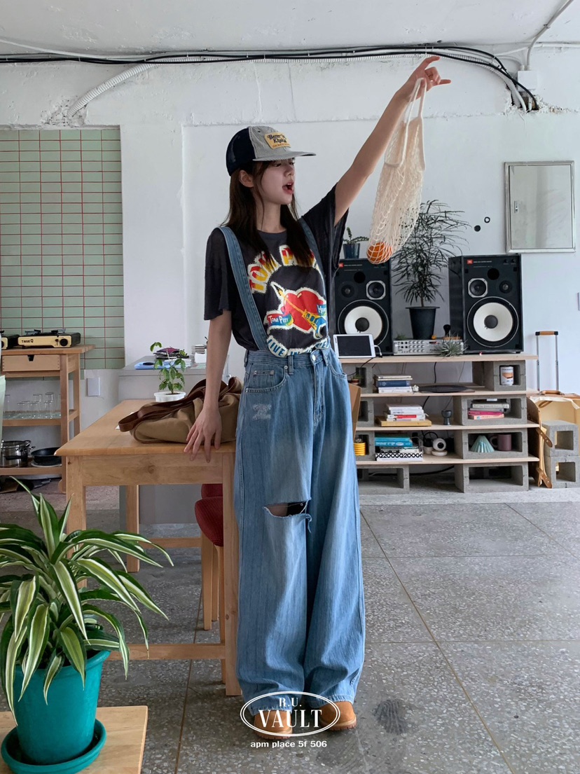 VAULT東大門實拍韓國女士新款時尚人氣休閑熱賣26夏季背帶褲VAULT背帶褲