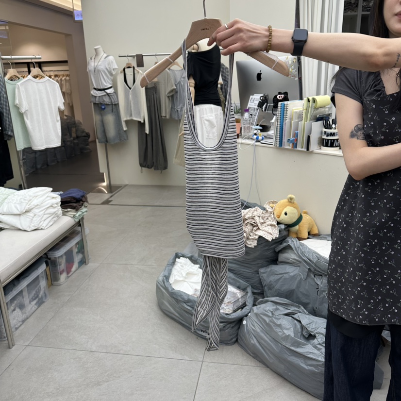 I MFACT韓國直郵實拍女裝新品時尚吊帶背心露背無袖條紋I MFACT吊帶/背心圖色3