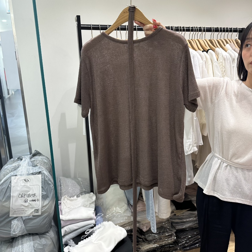 M.G.N韓國代購女士新品人氣時尚26夏季T恤含繩腰帶亞麻MAGNETT恤圖色3