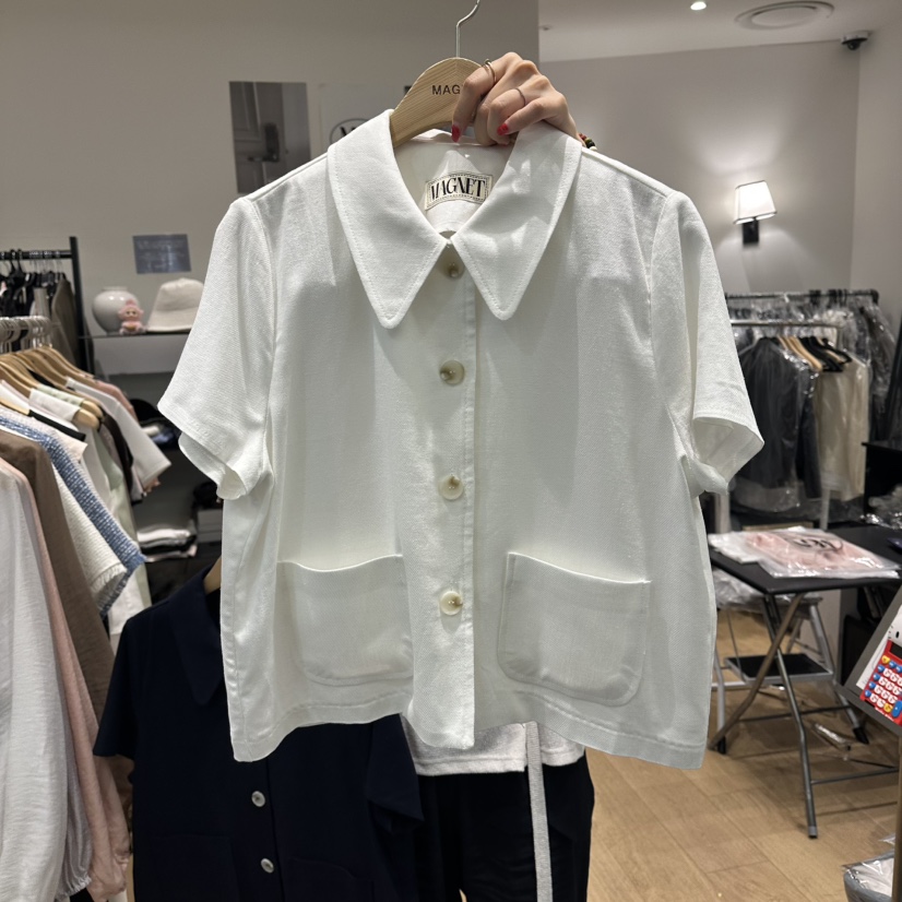 M.G.N韓國東大門直郵女裝新品熱賣推薦26夏季襯衫蕾絲衫亞麻MAGNET襯衫/蕾絲衫圖色1