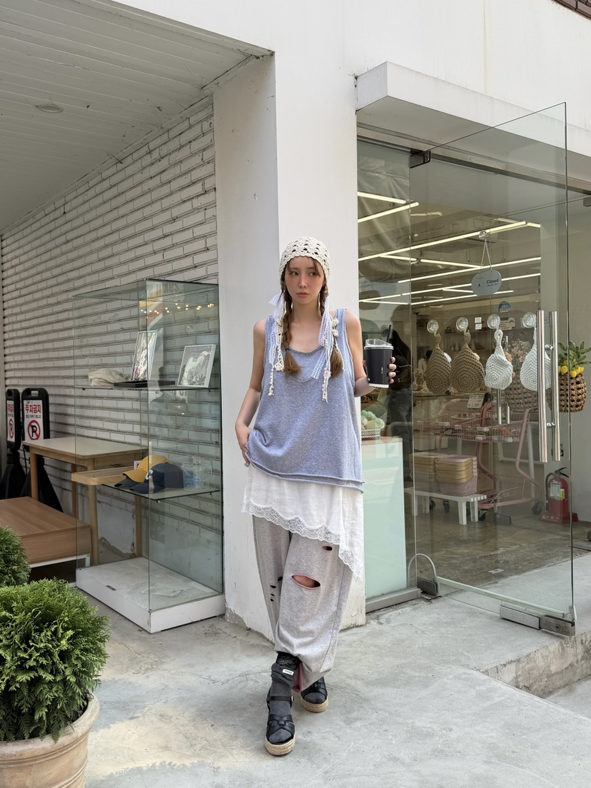 81 MARKET-L韓國代購女士新款26夏季休閑吊帶背心雙層無袖81 MARKET-L吊帶/背心