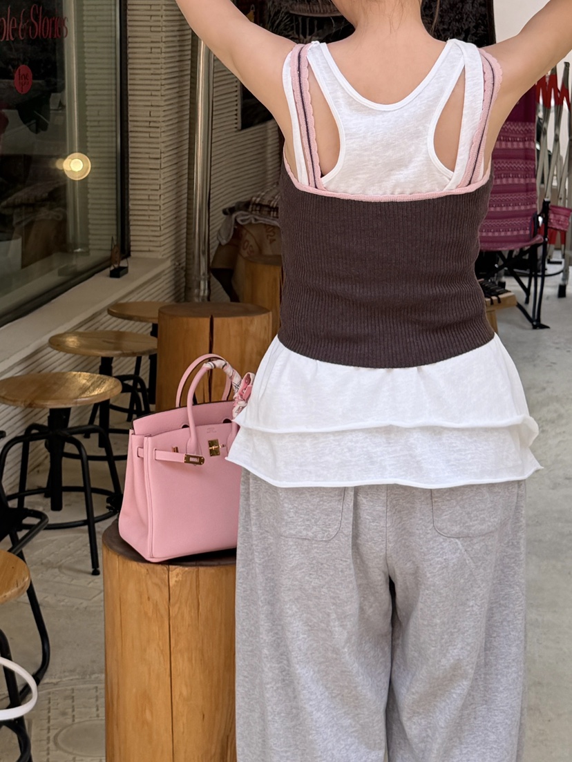 81 MARKET-L韓國代購女士新款26夏季休閑吊帶背心雙層無袖81 MARKET-L吊帶/背心