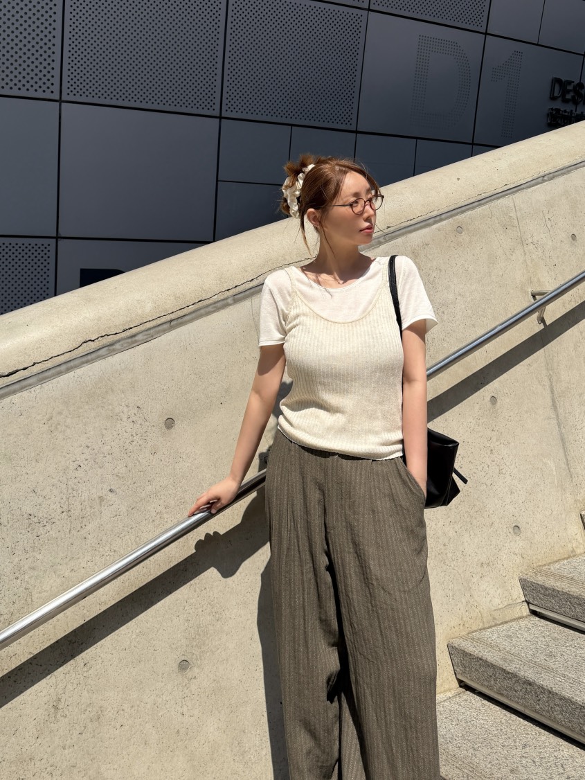 81 MARKET-L韓國直郵女裝新款26夏季休閑吊帶背心亞麻針織81 MARKET-L吊帶/背心