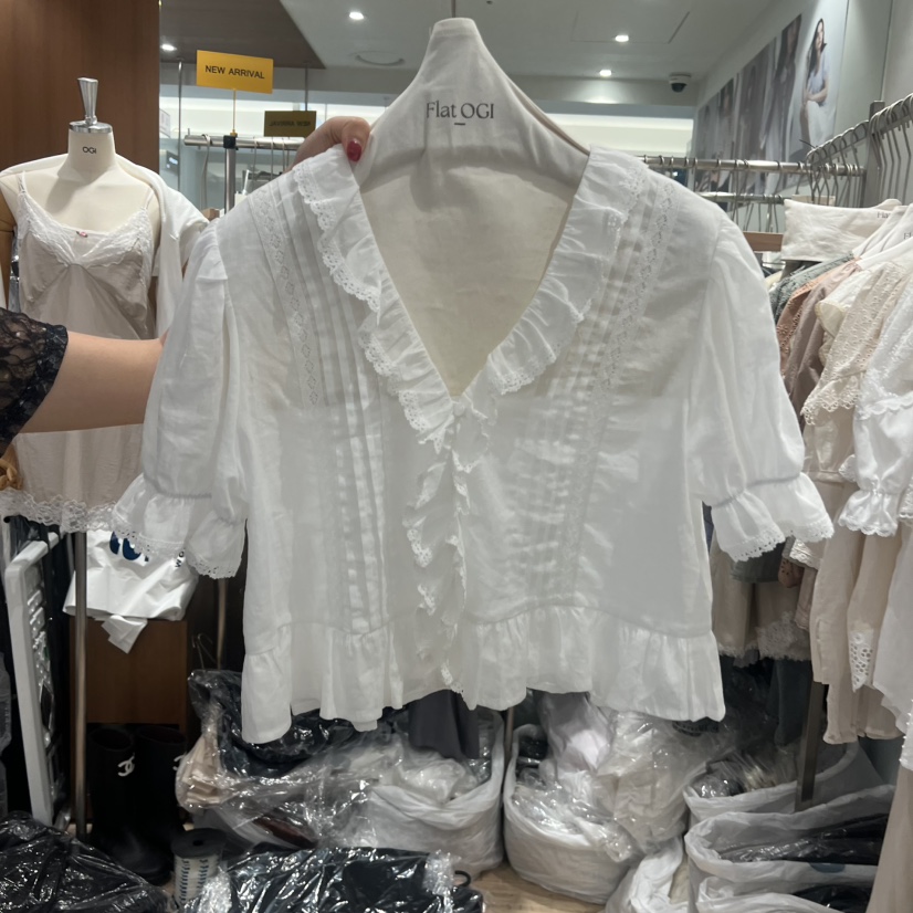 OGI韓國東大門直郵女裝新品26夏季時尚休閑熱賣襯衫蕾絲衫FLat OGI襯衫/蕾絲衫圖色2