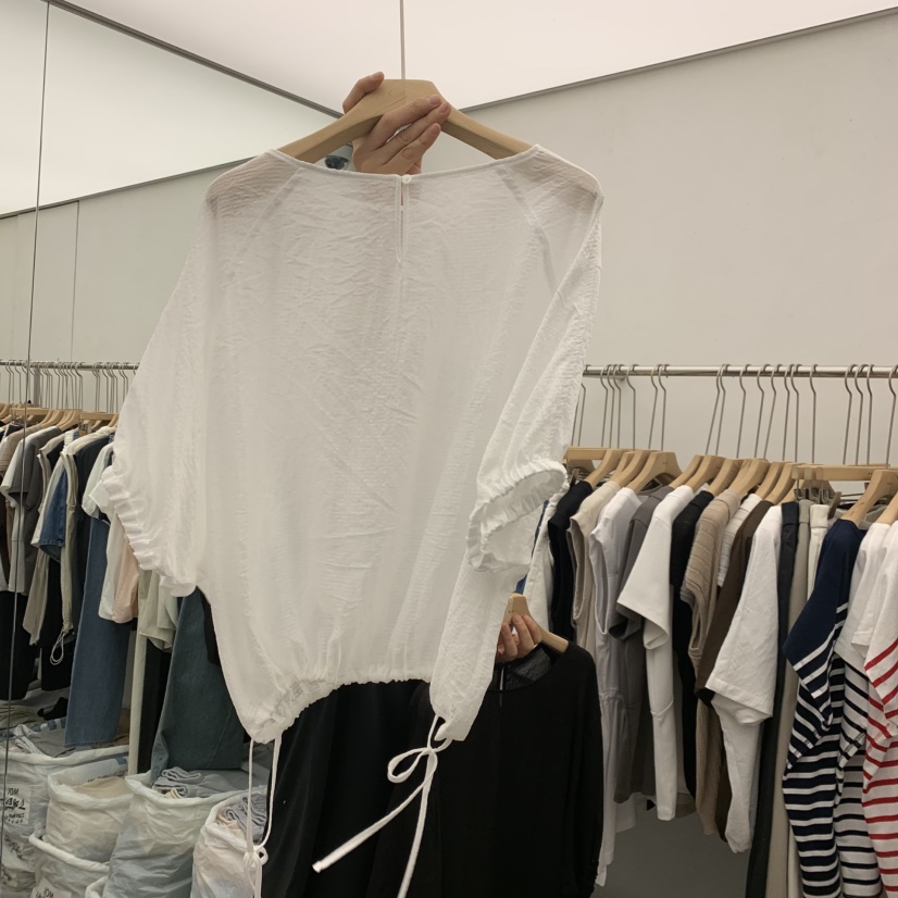 MOI-A韓國東大門代購女裝新品人氣26夏季襯衫蕾絲衫格子透明MOI-A襯衫/蕾絲衫