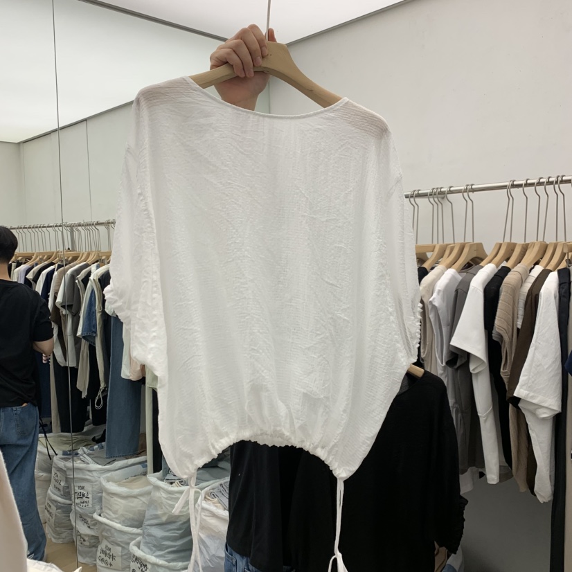 MOI-A韓國東大門代購女裝新品人氣26夏季襯衫蕾絲衫格子透明MOI-A襯衫/蕾絲衫圖色1