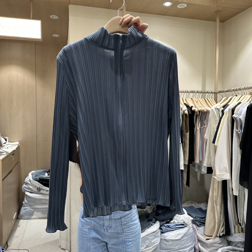 VINTAGE VIBE韓國東大門代購女裝新款休閑長袖T恤拉鏈褶裥VINTAGE VIBE長袖T恤圖色3