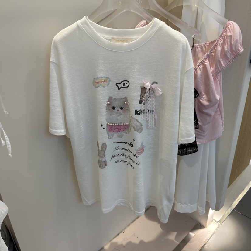 MIMME/LOOKK韓國代購女裝新款推薦26夏季熱賣休閑時尚T恤MIMME/LOOKKT恤圖色2白色