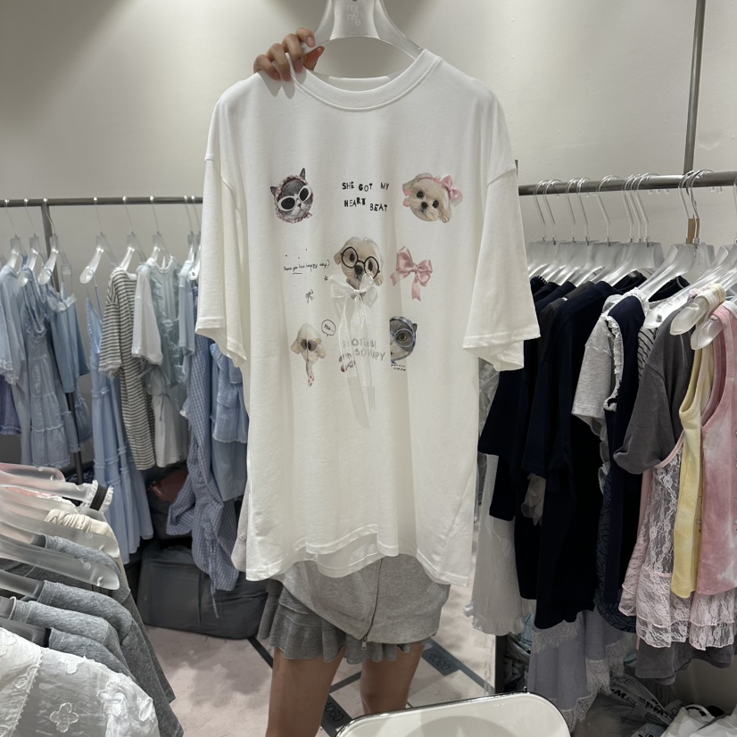 MIMME/LOOKK韓國直郵女士新品26夏季熱賣人氣休閑T恤狗狗MIMME/LOOKKT恤圖色1