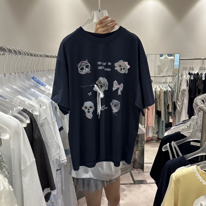 MIMME/LOOKK韓國直郵女士新品26夏季熱賣人氣休閑T恤狗狗MIMME/LOOKKT恤圖色2