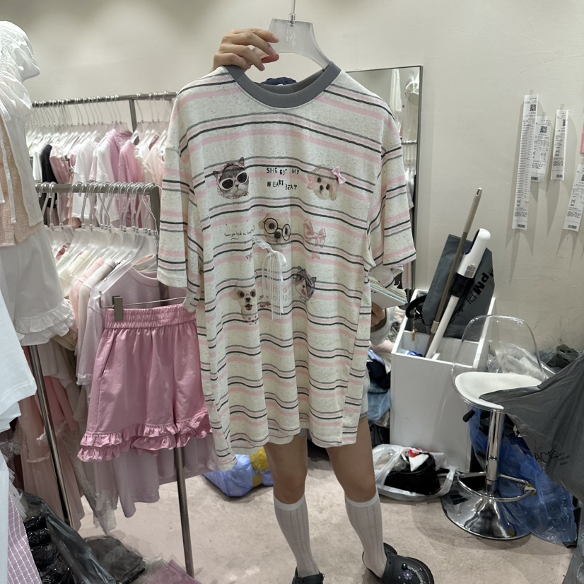 MIMME/LOOKK韓國直郵女士新品26夏季熱賣人氣休閑T恤狗狗MIMME/LOOKKT恤圖色3